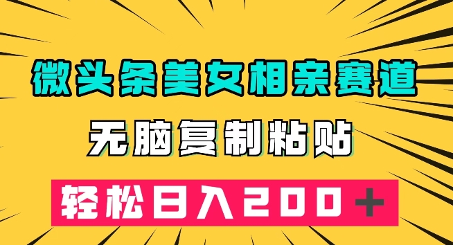 微头条冷门美女相亲赛道，无脑复制粘贴，轻松日入200＋【揭秘】-16888副业资讯