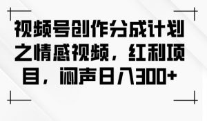 视频号创作分成计划之情感视频，红利项目，闷声日入300+-16888副业资讯