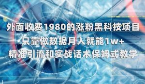 外面收费1980的涨粉黑科技项目，只靠做数据月入就能1w+【揭秘】-16888副业资讯