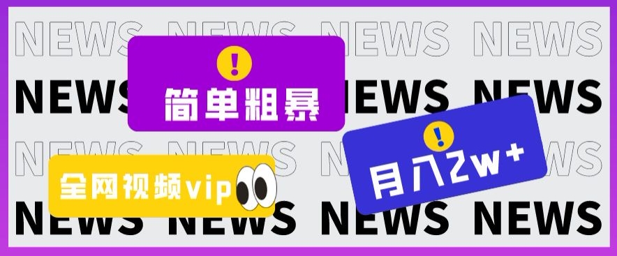 简单粗暴零成本，高回报，全网视频VIP掘金项目，月入2万＋【揭秘】-16888副业资讯