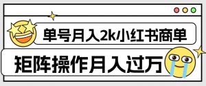 外面收费1980的小红书商单保姆级教程,单号月入2k,矩阵操作轻松月入过万-16888副业资讯