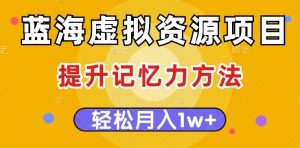 蓝海虚拟资源项目，提升记忆力方法，多种变现方式，轻松月入1w+【揭秘】-16888副业资讯