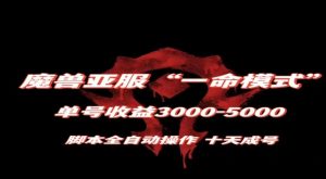 魔兽亚服一命模式，10天成号-单号3千-5千，脚本全自动操作，保姆级教学【揭秘】-16888副业资讯