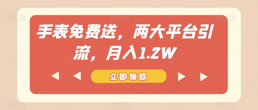 手表免费送，两大平台引流，月入1.2W【揭秘】-16888副业资讯