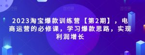 2023淘宝爆款训练营【第2期】，电商运营的必修课，学习爆款思路，实现利润增长-16888副业资讯