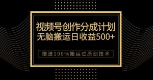 最新视频号创作分成计划,无脑搬运一天收益500+,100%搬运过原创技巧【揭秘】-16888副业资讯