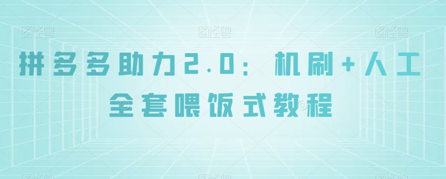拼多多助力2.0：机刷+人工全套喂饭式教程【揭秘】-16888副业资讯
