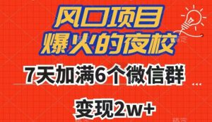 全网首发，爆火的夜校，7天加满6个微信群，变现2w+【揭秘】-16888副业资讯