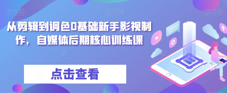 从剪辑到调色0基础新手影视制作，自媒体后期核心训练课-16888副业资讯