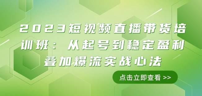 2023短视频直播带货培训班：从起号到稳定盈利叠加爆流实战心法（11节课）-16888副业资讯