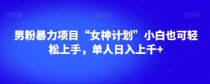 男粉暴力项目“女神计划”小白也可轻松上手,单人日入上千+【揭秘】-16888副业资讯