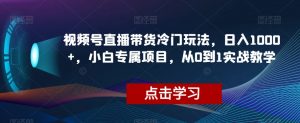 视频号直播带货冷门玩法，日入1000+，小白专属项目，从0到1实战教学【揭秘】-16888副业资讯