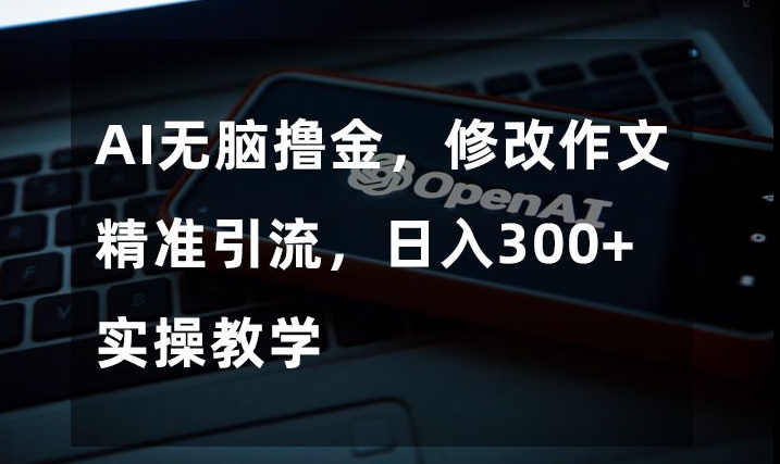 AI无脑撸金，修改作文精准引流，日入300+，实操教学【揭秘】-16888副业资讯