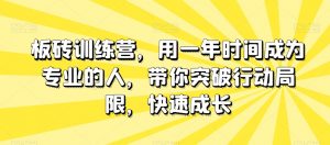 板砖训练营,用一年时间成为专业的人,带你突破行动局限,快速成长-16888副业资讯