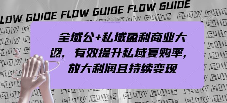 全域公+私域盈利商业大课，有效提升私域复购率，放大利润且持续变现-16888副业资讯