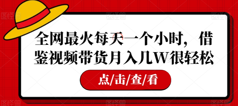 全网最火每天一个小时，借鉴视频带货月入几W很轻松【揭秘】-16888副业资讯