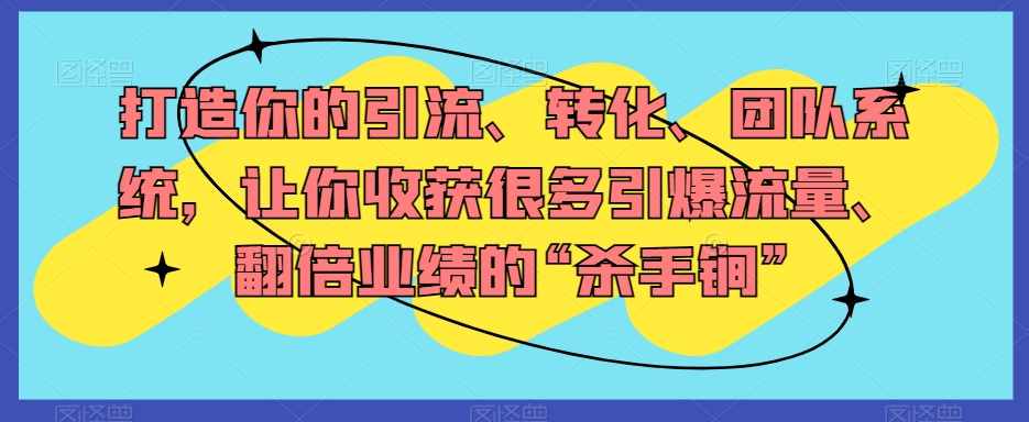 打造你的引流、转化、团队系统，让你收获很多引爆流量、翻倍业绩的“杀手锏”-16888副业资讯