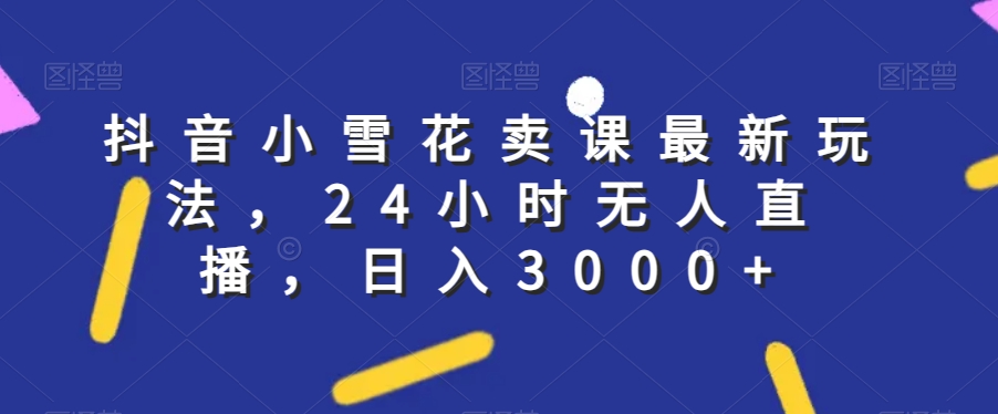 抖音小雪花卖课最新玩法，24小时无人直播，日入3000+【揭秘】-16888副业资讯