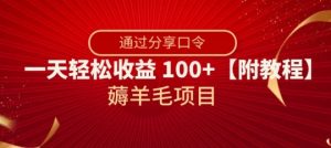 薅羊毛项目，靠分享口令，一天轻松收益100+【附教程】【揭秘】-16888副业资讯