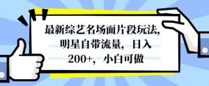 最新综艺名场面片段玩法，明星自带流量，日入200+，小白可做【揭秘】-16888副业资讯