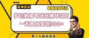 数据号回归玩法游戏试玩搬砖项目再创日入500+【揭秘】-16888副业资讯