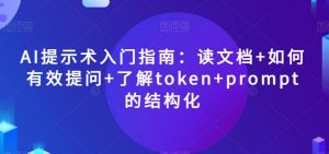 AI提示术入门指南：读文档+如何有效提问+了解token+prompt的结构化【揭秘】-16888副业资讯