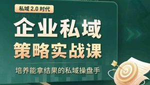 私域2.0时代:企业私域策略实战课,培养能拿结果的私域操盘手-16888副业资讯