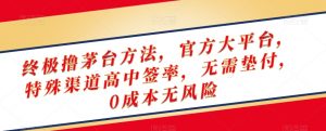 终极撸茅台方法，官方大平台，特殊渠道高中签率，无需垫付，0成本无风险【揭秘】-16888副业资讯