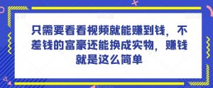 谁做过这么简单的项目?只需要看看视频就能赚到钱,不差钱的富豪还能换成实物,赚钱就是这么简单!【揭秘】-16888副业资讯
