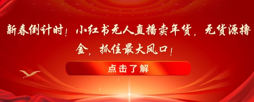 新春倒计时！小红书无人直播卖年货，无货源撸金，抓住最大风口【揭秘】-16888副业资讯
