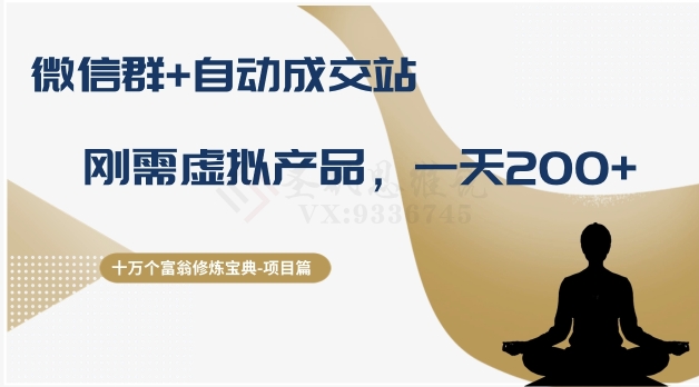十万个富翁修炼宝典之8.微信群+自动成交站，刚需虚拟产品，一天200+-16888副业资讯
