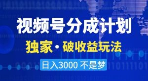 视频号分成计划,独家·破收益玩法,日入3000不是梦【揭秘】-16888副业资讯