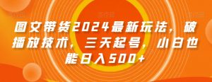 图文带货2024最新玩法，破播放技术，三天起号，小白也能日入500+【揭秘】-16888副业资讯