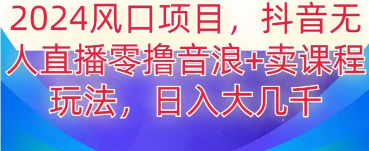 2024风口项目，抖音无人主播撸音浪+卖课程玩法，日入大几千【揭秘】-16888副业资讯