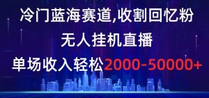冷门蓝海赛道，收割回忆粉，无人挂机直播，单场收入轻松2000-5w+【揭秘】-16888副业资讯