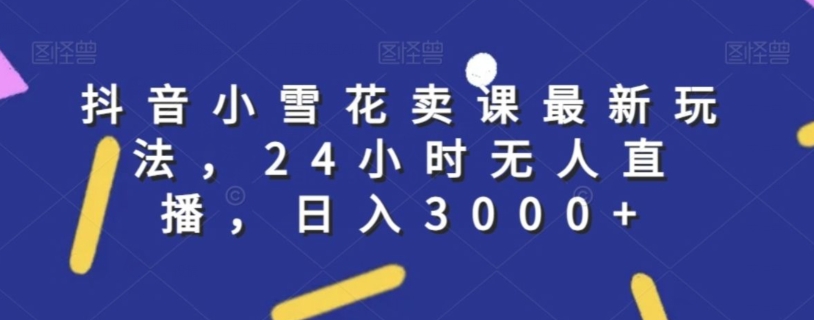 抖音小雪花卖课最新玩法，24小时无人直播，日入3000+【揭秘】-16888副业资讯