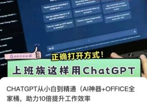 CHATGPT从小白到精通,AI神器+OFFICE全家桶,助力10倍提升工作效率-16888副业资讯