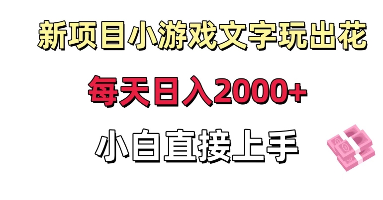 新项目小游戏文字玩出花日入2000+，每天只需一小时，小白直接上手【揭秘】-16888副业资讯
