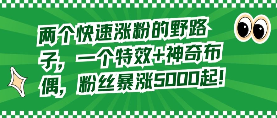 两个快速涨粉的野路子，一个特效+神奇布偶，粉丝暴涨5000起【揭秘】-16888副业资讯