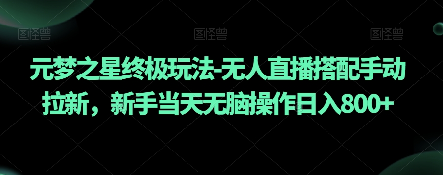 元梦之星终极玩法-无人直播搭配手动拉新，新手当天无脑操作日入800+【揭秘】-16888副业资讯