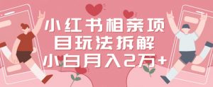 小红书相亲项目玩法拆解,有人通过这个副业项目做到了月收入2万多【揭秘】-16888副业资讯