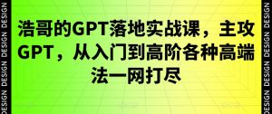 浩哥的GPT落地实战课,主攻GPT,从入门到高阶各种高端法一网打尽-16888副业资讯