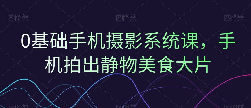0基础手机摄影系统课，手机拍出静物美食大片-16888副业资讯