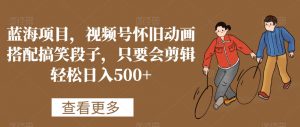 蓝海项目，视频号怀旧动画搭配搞笑段子，只要会剪辑轻松日入500+【揭秘】-16888副业资讯
