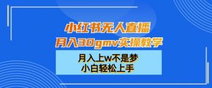 小红书无人直播月入30gmv实操教学,月入上w不是梦,小白轻松上手【揭秘】-16888副业资讯