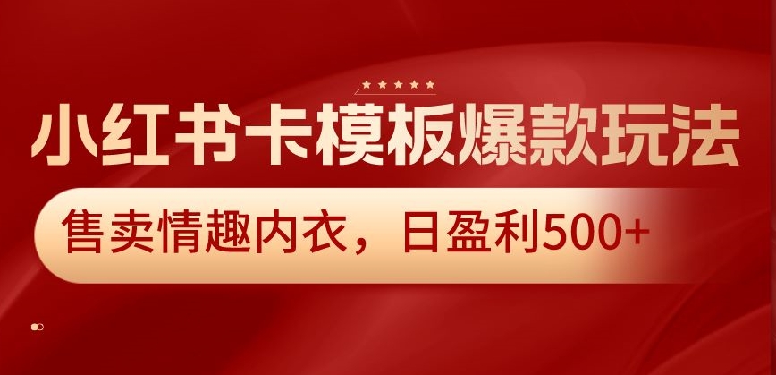小红书卡模板爆款玩法，售卖情趣内衣，日盈利500+【揭秘】-16888副业资讯