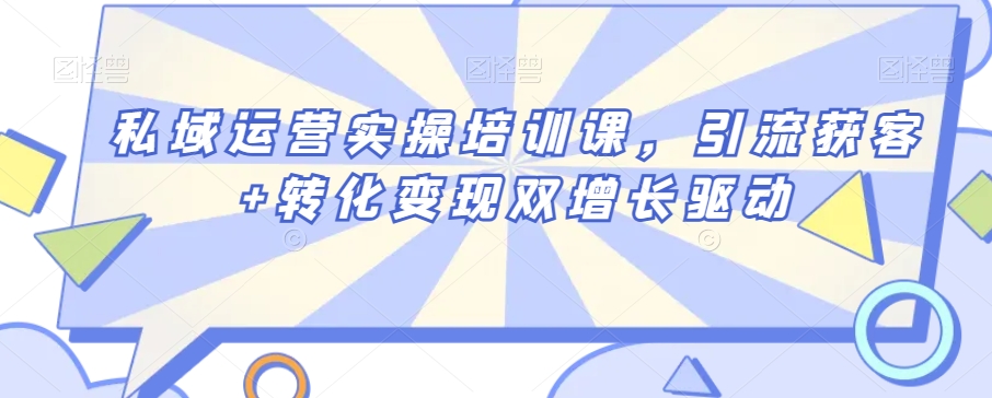 私域运营实操培训课，引流获客+转化变现双增长驱动-16888副业资讯