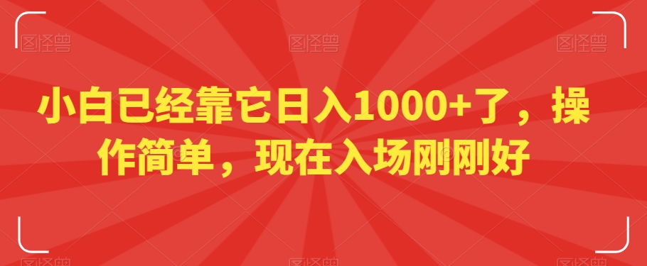 小白已经靠它日入1000+了，操作简单，现在入场刚刚好【揭秘】-16888副业资讯