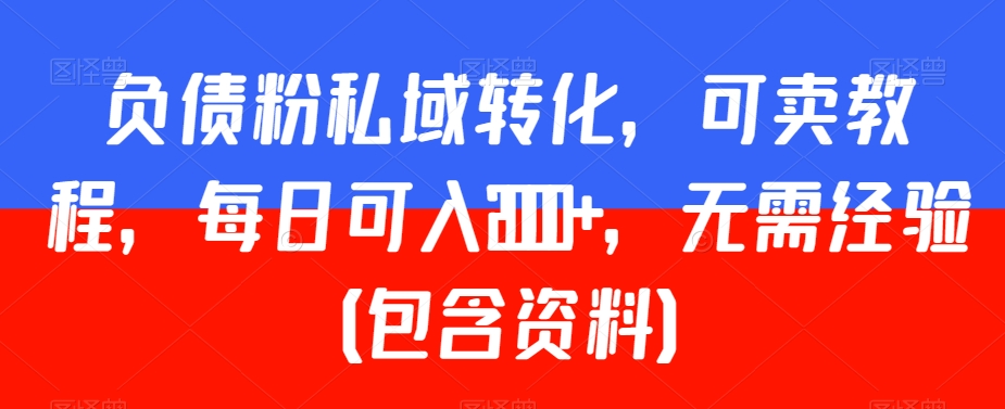 负债粉私域转化，可卖教程，每日可入2000+，无需经验（包含资料）【揭秘】-16888副业资讯