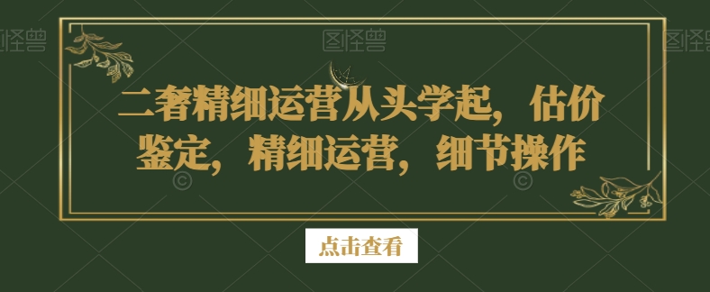 二奢精细运营从头学起，估价鉴定，精细运营，细节操作-16888副业资讯